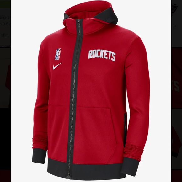 NIKE HOUSTON ROCKETS RED NBA THERMA-FLEX SHOWTIME HOODIE MENS CN4028-657 - Picture 1 of 7